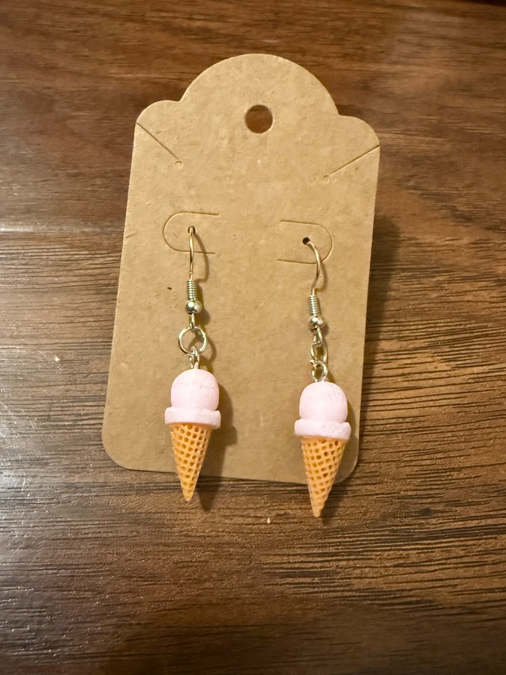 Strawberry ice cream cone earrings